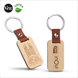 WOODEN KEYCHAIN WITH PU STRAP